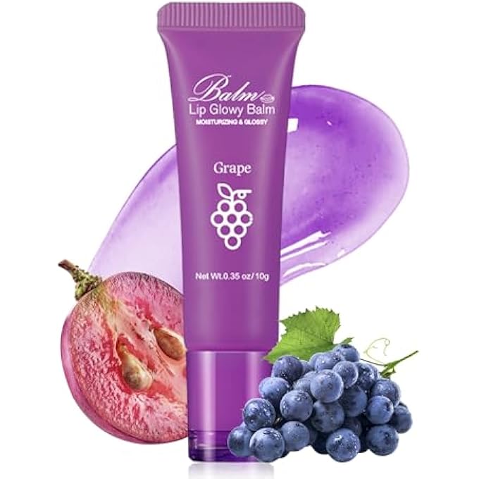 Balm MOISTURIZER LIP GLOWY BALM, HYDRATING & NOURISHING REPAIR SLEEPING LIP MASK, SHINE GLOSSY FINISH LIP OIL, DAY AND NIGHT SMOOTH CRACKED CHAPPED DRY LIPS, LIP CARE THERAPY TREATMENT FOR WOMEN-4#GRAPE - Image 1